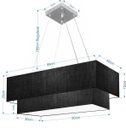Ver imagem 2 de Lustre Pendente Duplo Retangular Vivare Md-4322 Cúpula em Tecido 99x40cm x 80x30cm - Preto / Preto