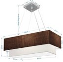 Ver imagem 2 de Lustre Pendente Duplo Retangular Vivare Md-4322 Cúpula em Tecido 99x40cm x 80x30cm - Café / Branco