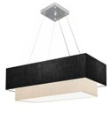 Ver imagem 1 de Lustre Pendente Duplo Retangular Vivare Md-4321 Cúpula em Tecido 80x40cm x 70x30cm - Preto / Linho B