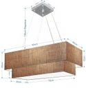 Ver imagem 2 de Lustre Pendente Duplo Retangular Vivare Md-4321 Cúpula em Tecido 80x40cm x 70x30cm - Palha