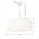 Ver imagem 2 de Lustre Pendente Cilíndrico Vivare Md-4217 Cúpula Tecido 50x15cm - Branco