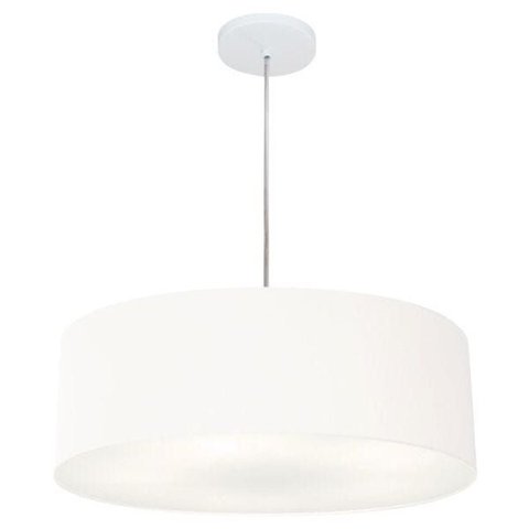 Lustre Pendente Cilíndrico Vivare Md-4217 Cúpula Tecido 50x15cm - Branco