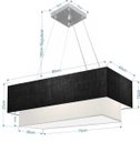 Ver imagem 2 de Lustre Pendente Duplo Retangular Vivare Md-4321 Cúpula em Tecido 80x40cm x 70x30cm - Preto / Branco