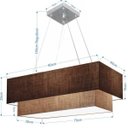 Ver imagem 2 de Lustre Pendente Duplo Retangular Vivare Md-4321 Cúpula em Tecido 80x40cm x 70x30cm - Café / Palha