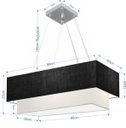 Ver imagem 2 de Lustre Pendente Duplo Retangular Vivare Md-4322 Cúpula em Tecido 99x40cm x 80x30cm - Preto / Branco