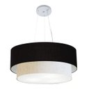 Ver imagem 1 de Lustre Pendente Duplo Cilíndrico Vivare Md-4179 Cúpula em Tecido 70x60cm - Preto / Linho Bege