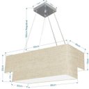 Ver imagem 2 de Lustre Pendente Duplo Retangular Vivare Md-4322 Cúpula em Tecido 99x40cm x 80x30cm - Rustico Bege