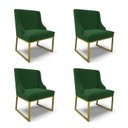 Ver imagem 1 de Cadeira Sala de Jantar Industrial Dourado Kit 4 Liz Veludo Verde D03 - D’Rossi