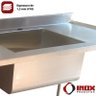 Pia Inox com Prateleira Gradeada e com 1 Cuba Modelo 02 (tamp. Ret.) 300x70x90 Cm - Cuba 60x50 Cm - 4