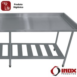 Pia Inox com Prateleira Gradeada e com 1 Cuba Modelo 02 (tamp. Ret.) 300x70x90 Cm - Cuba 60x50 Cm - 3