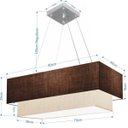 Ver imagem 2 de Lustre Pendente Duplo Retangular Vivare Md-4321 Cúpula em Tecido 80x40cm x 70x30cm - Café / Linho Be