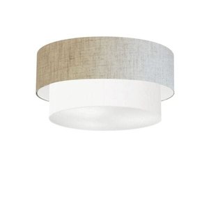 Plafon Duplo Cilíndrico Vivare Md-3062 Cúpula em Tecido 45x40cm - Rustico Bege / Branco