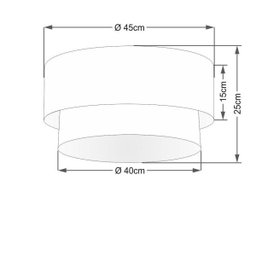 Plafon Duplo Cilíndrico Vivare Md-3062 Cúpula em Tecido 45x40cm - Rustico Bege / Branco - 2