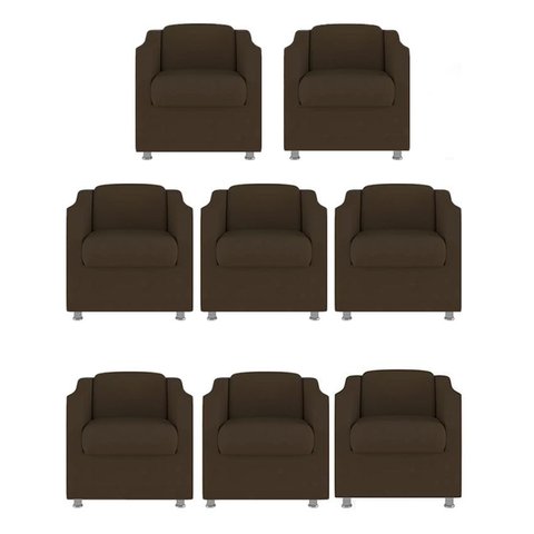 Kit 8 Poltronas Bia Decorativa Reforçada Recepção Clinica Salão Sala de Estar Suede:marrom