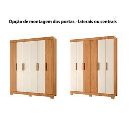 Guarda Roupa Facille 6 Portas 2 Gavetas Carvalho Grife/Off White - Albatroz - 2