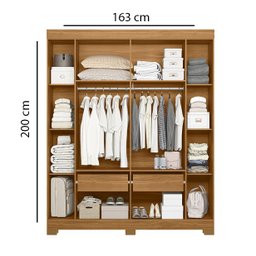 Guarda Roupa Facille 6 Portas 2 Gavetas Carvalho Grife/Off White - Albatroz - 5