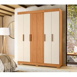 Guarda Roupa Facille 6 Portas 2 Gavetas Carvalho Grife/Off White - Albatroz - 3