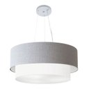 Ver imagem 1 de Lustre Pendente Duplo Cilíndrico Vivare Md-4073 Cúpula em Tecido 80x60cm - Rustico Cinza / Branco