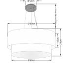 Ver imagem 2 de Lustre Pendente Duplo Cilíndrico Vivare Md-4073 Cúpula em Tecido 80x60cm - Rustico Cinza / Branco