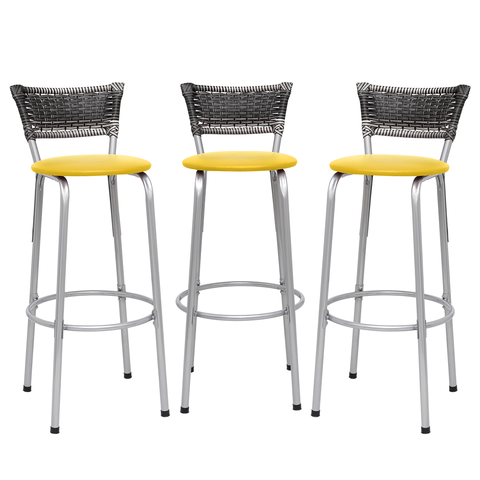 Kit 3 Banquetas Alta Vime Junco Degradê Sacada Àrea Gourmet Balcão Ilha Bancada bar piscina Cozinha
