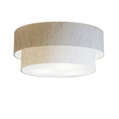 Plafon Duplo Cilíndrico Vivare Md-3021 Cúpula em Tecido 80x60cm - Linho Bege