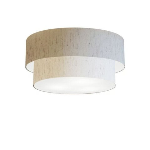 Plafon Duplo Cilíndrico Vivare Md-3017 Cúpula em Tecido 50x40cm - Linho Bege