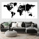 Ver imagem 1 de Kit 3 Quadros Mapa Mundi Preto 45x34cm - com vidro:Madeira preta