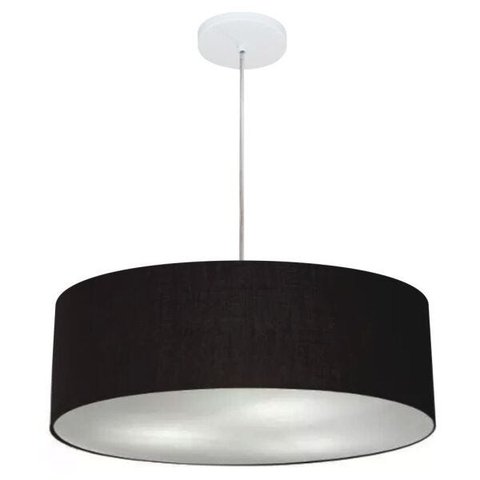 Lustre Pendente Cilíndrico Vivare Md-4217 Cúpula Tecido 50x15cm - Preto