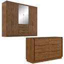 Ver imagem 1 de Conjunto de Guarda Roupa Casal e Comoda Giardino Nogueira Touch