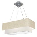 Ver imagem 1 de Lustre Pendente Duplo Retangular Vivare Md-4322 Cúpula em Tecido 99x40cm x 80x30cm - Rustico Bege /