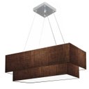 Ver imagem 1 de Lustre Pendente Duplo Retangular Vivare Md-4322 Cúpula em Tecido 99x40cm x 80x30cm - Café