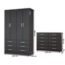 Ver imagem 4 de Guarda-roupa Solteiro Leo 4 Portas 6 Gavetas com Cômoda 10 Gavetas Preto - Panorama Móveis