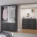 Ver imagem 2 de Guarda-roupa Solteiro Leo 4 Portas 6 Gavetas com Cômoda 10 Gavetas Preto - Panorama Móveis