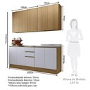 Ver imagem 4 de Cozinha Compacta 4 Pçs Tampo 200cm Slim Luciane Móveis Freijó-freijó -cinza Cristal