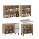 Ver imagem 3 de Cozinha Compacta 4 Pçs Tampo 200cm Slim Luciane Móveis Freijó-freijó -cinza Cristal
