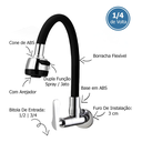 Ver imagem 5 de Torneira Flexível Metal para Cozinha de Parede Fc-06