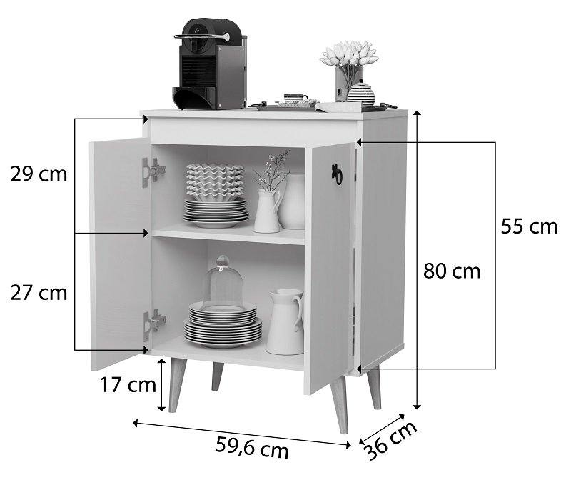 Buffet Aparador Cantinho do Café Retrô 2 Portas e Prateleira Interna Dream - 7