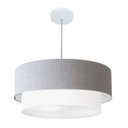 Ver imagem 1 de Lustre Pendente Duplo Cilíndrico Vivare Md-4357 Cúpula em Tecido 60x50cm - Rustico Cinza / Branco