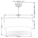 Ver imagem 2 de Lustre Pendente Duplo Cilíndrico Vivare Md-4357 Cúpula em Tecido 60x50cm - Rustico Cinza / Branco