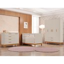 Ver imagem 2 de Dormitório Infantil Flip Guarda Roupa 4 Portas, Cômoda 1 Porta e Berço Areia Fosco - Reller Mó