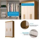 Ver imagem 4 de Guarda Roupa Solteiro 4 Portas 100% Mdf Lana Acp Móveis Cinamomo/off White