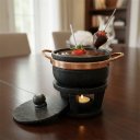 Ver imagem 4 de Chapa de Pedra Gourmet Fondue 31cm + Panela 800ml + Rechauds