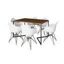 Ver imagem 6 de Mesa Industrial Jantar Retangular Amêndoa 137X90Cm Base V Com 6 Poltronas Brancas Ferro Amendoa