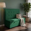 Ver imagem 1 de Canto Alemão Recamier Bau + Painel Madri 160cm Veludo Verde - Inova Decor
