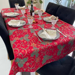 Toalha de Mesa Quadrada Jacquard Luxo Espirito Natalino - 1,40 x 1,40M - 4