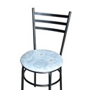 Ver imagem 3 de Conjunto 4 Cadeiras para Cozinha Epoxi Preta Craqueada Assento Floral Gelo