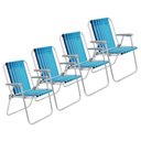 Ver imagem 1 de Kit 4 Cadeira de Praia Camping Alumínio Samoa Azul Tramontina