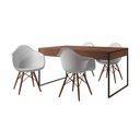 Ver imagem 6 de Mesa Jantar Industrial Amêndoa 137X90Cm Base Ferro Preto Com 4 Poltronas Brancas Ei Cor: Amendoa