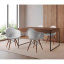 Ver imagem 1 de Mesa Jantar Industrial Amêndoa 137X90Cm Base Ferro Preto Com 4 Poltronas Brancas Ei Cor: Amendoa