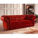 Ver imagem 3 de Namoradeira Chesterfield Bourbon 3 Lugares Via Encanto Veludo Vermelho